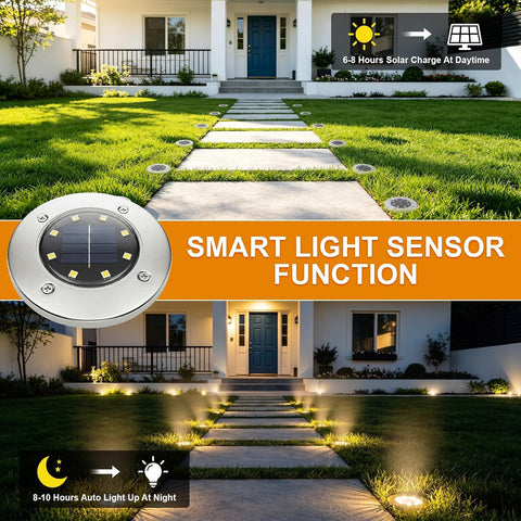 OULONGER 4.6inch Solar Ground Lights, Garden Solar Outdoor Waterproof Pathway Bright In-Ground Landscape Lights for Patio, Lawn, Yard, Driveway, Step and Walkway(Warm Light 12Packs)