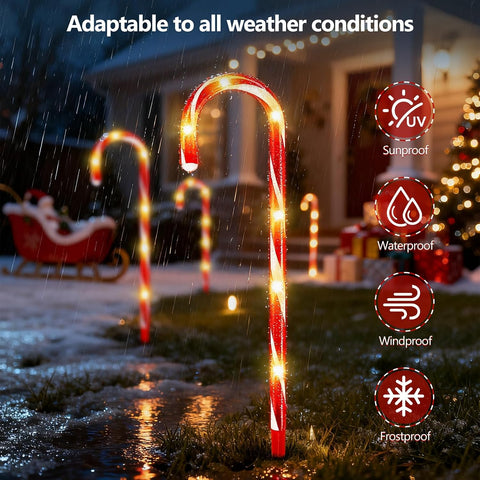 24 Pack 144 LED Candy Cane Christmas Lights Outdoor, 25.2inch Warm White