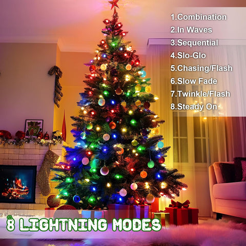 100 LED Multicoloured Christmas Fairy Lights – 2 x 5m Battery Operated Outdoor & Indoor String Lights with 8 Modes, Timer & IP65 Waterproof Design