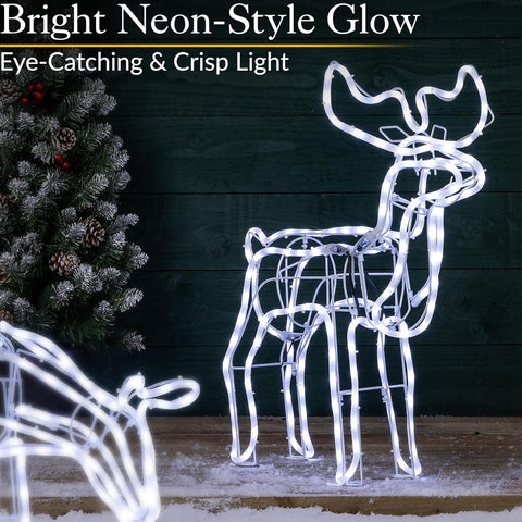 Christow Large White LED Reindeer Rope Light Outdoor Decoration
