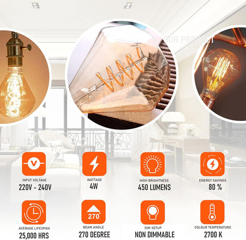 LEDSone E27 Diamond LED Bulb 4W Warm White – Pack of 6