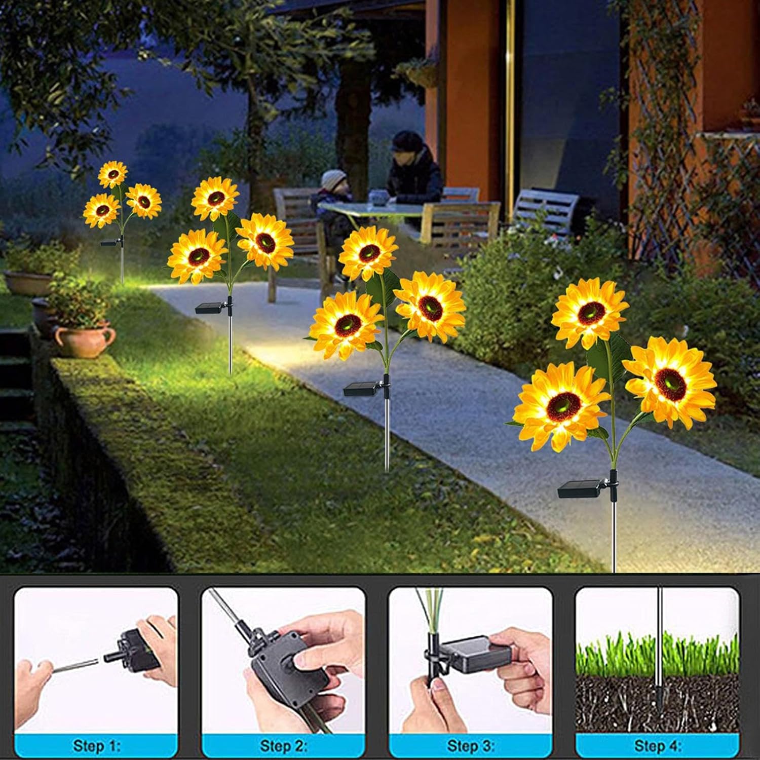 Sunflower Solar Lights Waterproof Pathway Lighting