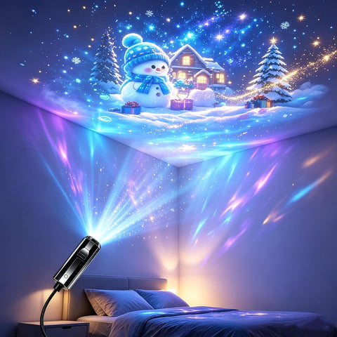 YUUMBREXO Christmas Projector Indoor – Plug & Play USB Christmas Light with 360° Adjustable Projection & 24 Festive Scenes for Walls, Ceilings & Home Décor