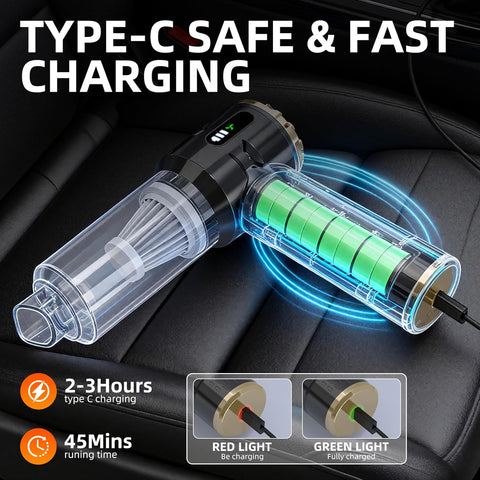 Handheld Vacuum Cleaner 23000Pa Cordless Car & Home Black Gold