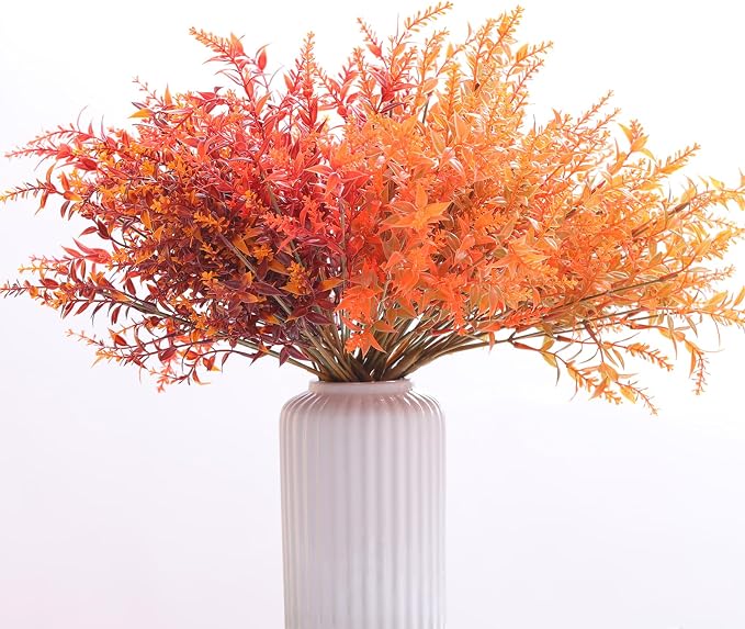 12 Bundles Artificial Fall Flowers No Fade Faux Autumn Plants,Fake Indoor Outdoor Greenery for Thanksgiving Christmas Wedding Party Home Garden Décor (Autumn)