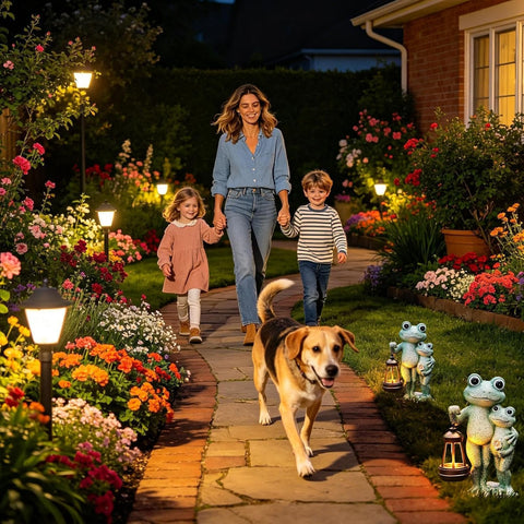 Solar Frog Garden Decor Cute Waterproof Sculpture Handheld Lantern
