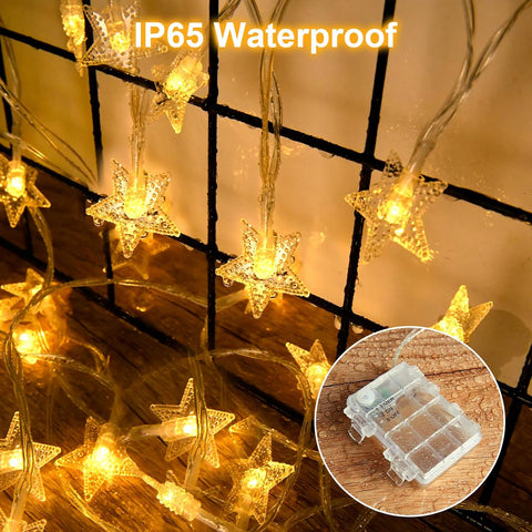BOLWEO Star Fairy Lights 3M 20 LED String Lights Warm White Battery Operated