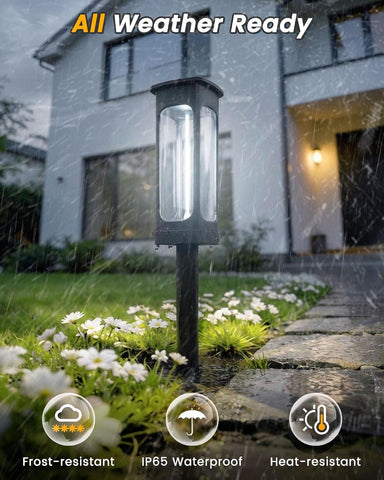 VOLISUN Solar Lights Outdoor Garden,4 Pack LED Garden Lights Solar Powered Waterproof, Landscape Lighting,Cool White Auto On/Off Pathway Lighting for Patio, Lawn, Yard, Landscape, Walkway, Path