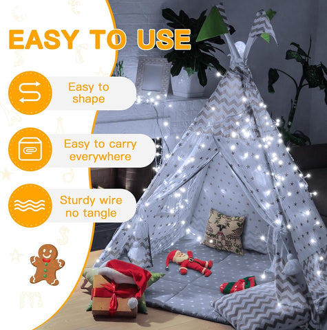 Fairy Lights 10m 100 LED Battery Operated with Timer – Cool White
