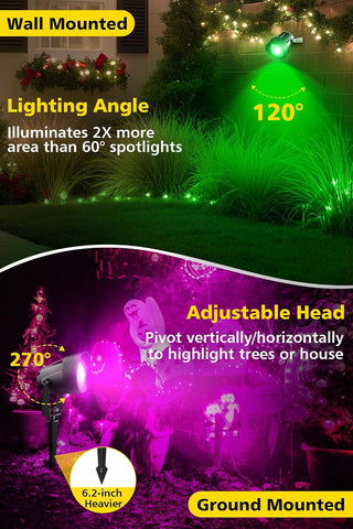 T-SUN Garden Spot Lights Mains Powered, RGB Spike Light with Remote/APP