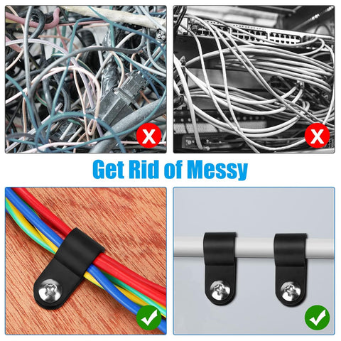 Aroidful 100pcs 1/4inch R Type Nylon Cable Clips for Wire Management