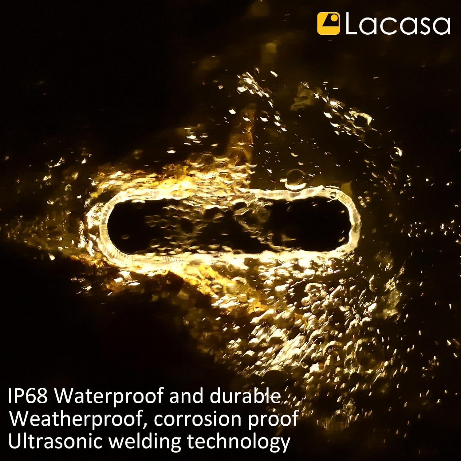 Lacasa Solar Decking Lights, LED Solar Light Outdoor Garden 4 Pack Warm White, IP68 Waterproof Step Ground Dock Light, Dusk to Dawn for Garden Patio Lawn Pathway Driveway Walkway Lighting