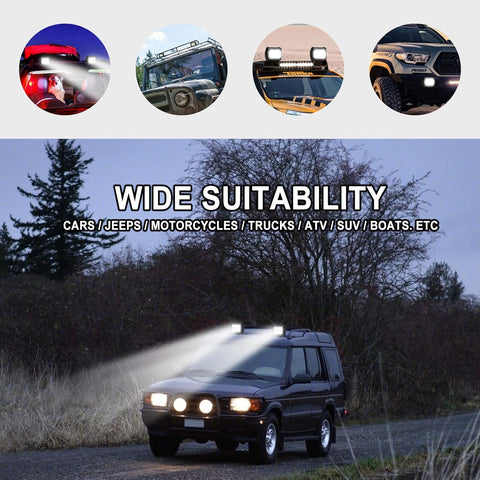 Waterproof 4-Inch LED Work Lights with 6000K Cool White Beam