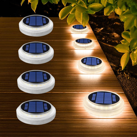 YiLaie Solar Decking Lights, Solar Step Ground Light IP68 Waterproof 4 Pack