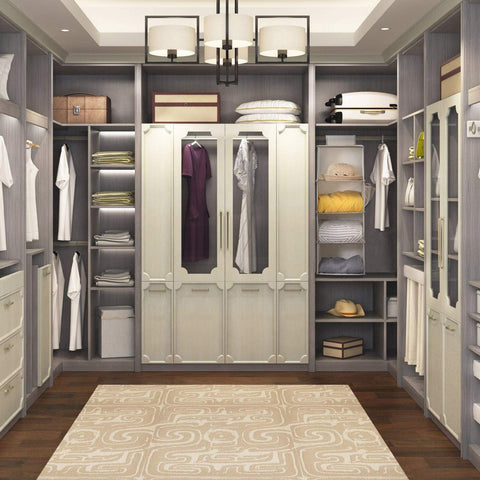 YOUDENOVA Hanging Wardrobe Organiser, 6 Shelves with Side Pockets, Grey – Make Every Shelf Count