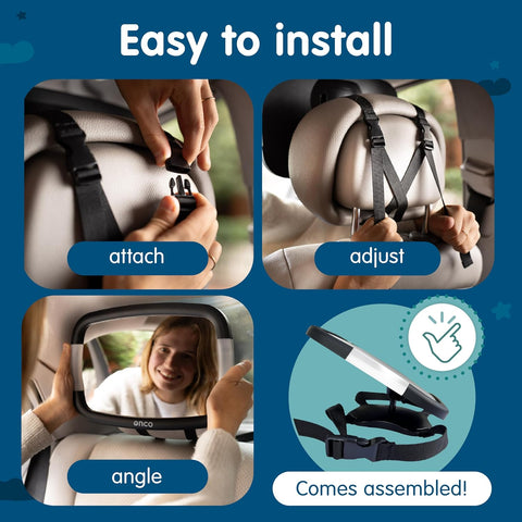 Onco LED Baby Car Mirror with Remote Control and Dual Light Modes