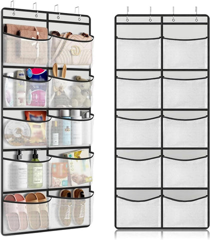 Hanging Storage Organiser, Over the Door, 10 Extra Large Mesh Pockets