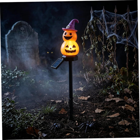 Waterproof Warm Solar Halloween Pathway Lights, Stake Lights for Garden, Walkway, Yard Decor, Spooky Outdoor Lighting, Pumpkin