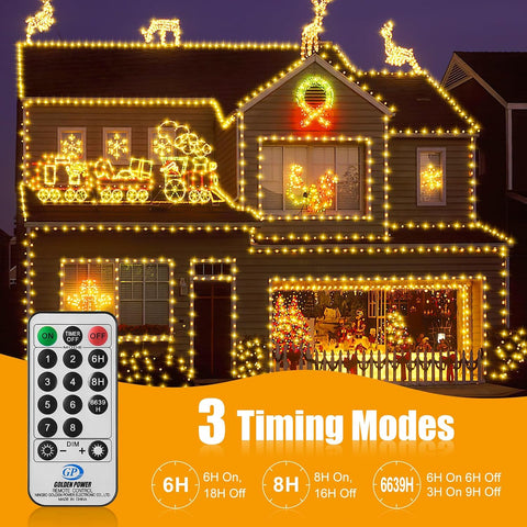 Outdoor Christmas Tree Fairy Lights – 15m 150 LED Warm White Mains Powered String Lights with Remote, 8 Modes, Timer & IP44 Waterproof for Indoor & Outdoor Garden, Xmas Tree, Wedding & Party Décor
