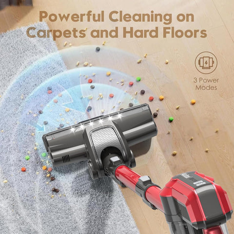 Akitas V10 Red 30V 450W Cordless Vacuum Cleaner – 3-Speed Lightweight Stick