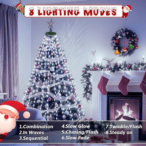 480 LED Detachable Christmas String Lights – Cold White, 3m × 16 Lines