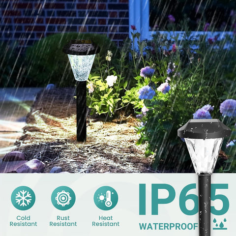 GIGALUMI 8 Pack Solar Lights Outdoor Waterproof,New Upgraded Solar Lights for Outside,Solar Grden Lights,Solar Outdoor Lights for Patio,Lawn,Yard and Landscape