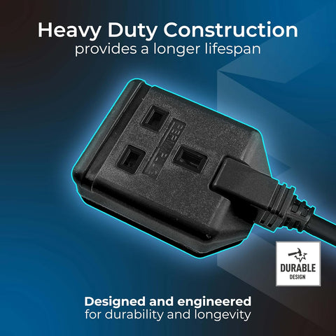 Masterplug One Socket Single Extension Lead, 5 Metre Cable, Unswitched, Heavy Duty, Rewireable, 1-Way Plug Extension Cable, Work Power, Permaplug, Black, 13A, 1G, 5m, EXS1315B