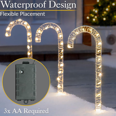 Candy Cane Micro LED Path Lights 30cm – Warm White