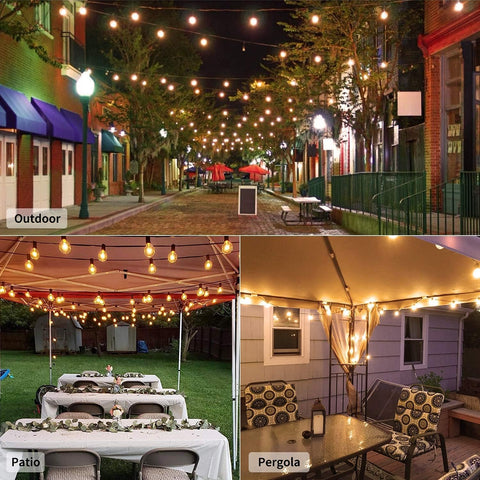 Outdoor Festoon String Lights 25FT (7.6M) Mains Powered, 13 G40 LED Bulbs, IP45 Waterproof Shatterproof Garden Lights for Patio, Backyard & Party Decoration