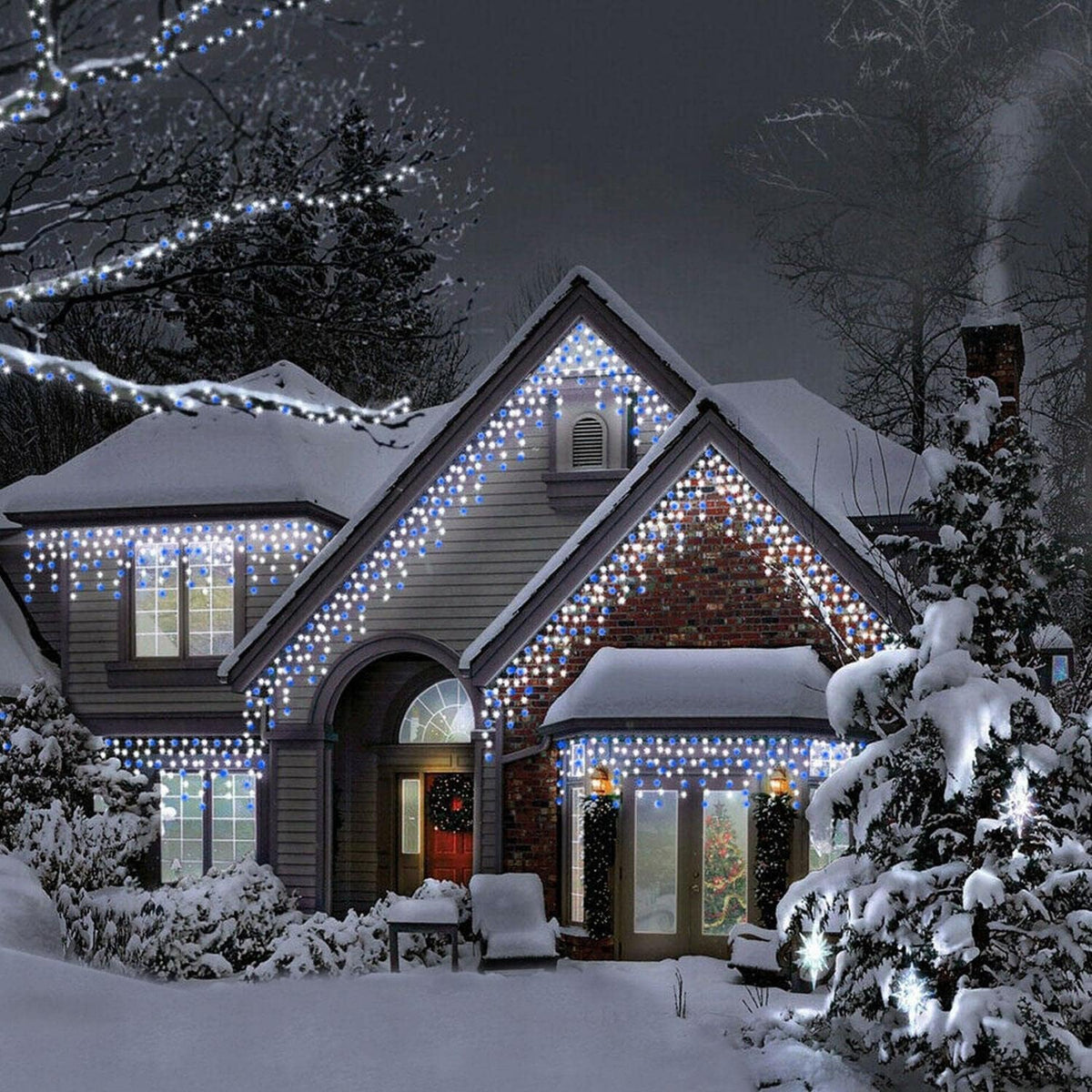 960 LED Icicle Lights 38m – Blue & White Mains Powered Christmas Fairy Lights with 8 Functions & Timer for Home, Garden, Weddings & Events - Turn Ordinary Spaces Into Christmas Magic
