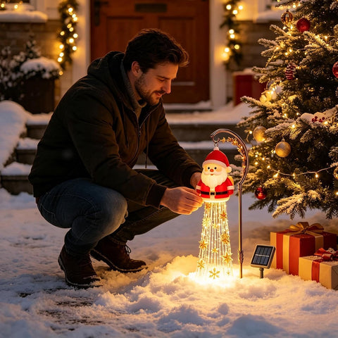 Christmas Solar Lights Outdoor Decorative LED Snowflake Stake Lamp