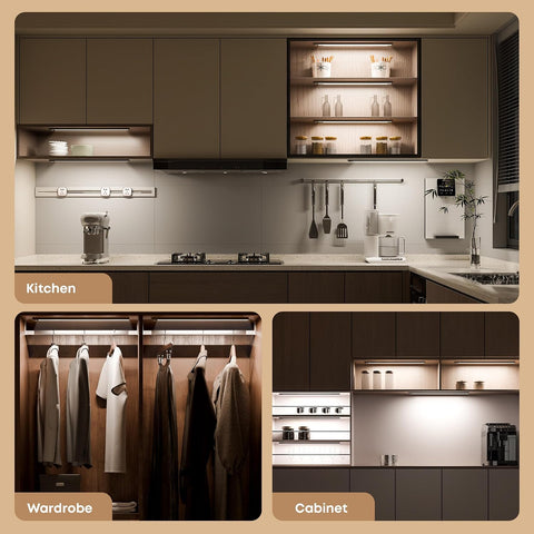 LROLTEF Under Cabinet Wardrobe Motion Sensor Lights Dimmable 21cm 1500mAh – Rechargeable LED Cupboard Lights for Kitchens, Bedrooms & Wardrobes - Light Up the Dark Corners You Keep Reaching For