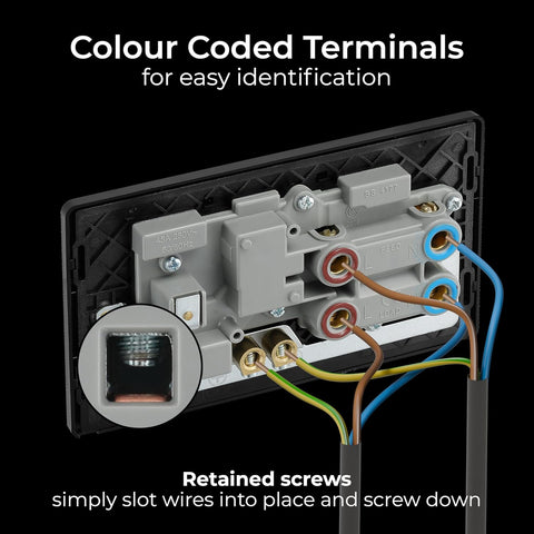 BG Electrical Cooker Switch with Socket and LED, Cooker Control Unit, Control Socket, Double Pole, Screwless Front Plate, Evolve, Polished Copper, 45A, PCDCP70B
