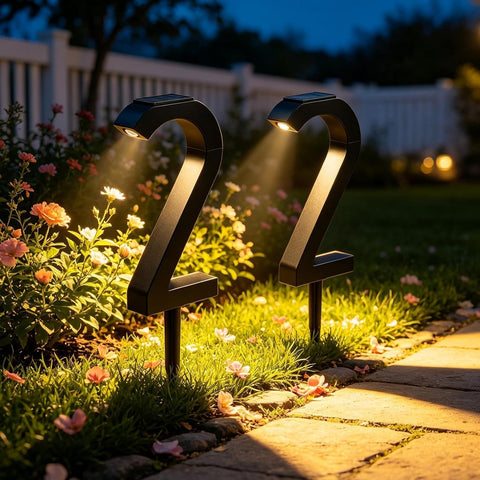 Solar Pathway Lights Outdoor Number 2 Shape Spotlight Stake Lighting Lamp
