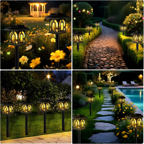 Solar Lights Outdoor Garden, 8 Pack Upgraded LED Solar Garden Lights Warm White, Waterproof Solar Powered Pathway Light Auto On/Off, Decorative for Landscape Lawn, Patio, Landscape, Walkway, Path