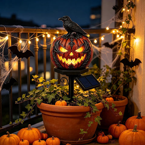 Solar Light Halloween Pumpkin Design Waterproof Yard Decoration