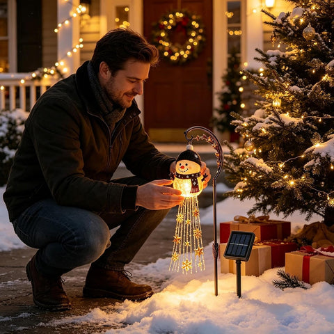 Solar Christmas Lights LED Snowflake Patio Stake Lamp
