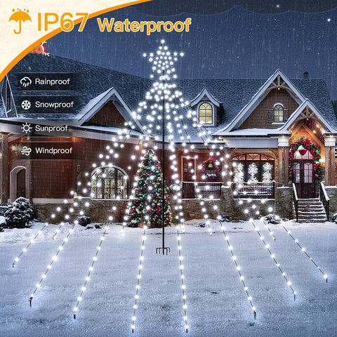 Christmas Tree Lights 340 LED Cool White Outdoor Fairy Lights with Star & Remote