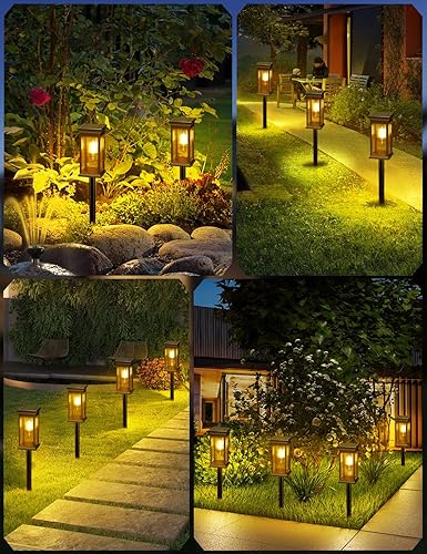 Pack of 4 Solar Powered Tungsten Light In UK - IP65 Waterproof, Warm White Light, Battery Capacity 800mAh, Auto On/Off, Solar Garden Lights for Patio, Pathway, Lawn, Balcony