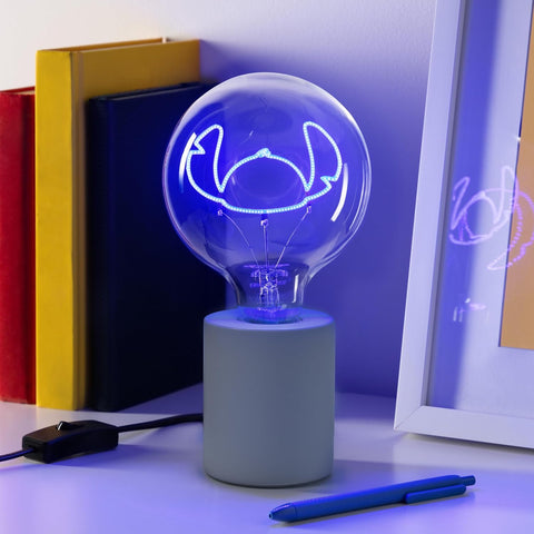 Disney Stitch Decorative LED Neon Bulb Lamp - E27 Glass Lightbulb, Officially Licensed Lilo & Stitch Collectible Gift, Fun Light for Bedrooms & Homes, Blue