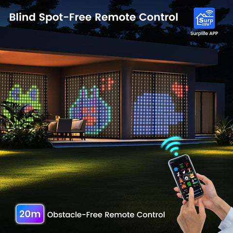 GlobaLink RGBIC Smart Curtain Lights 2x2M 400 LED – App & Remote Controlled RGBIC Curtain Fairy Lights with Music Sync, DIY Patterns & Timer - Turn an Empty Window Into a Colourful Light Show