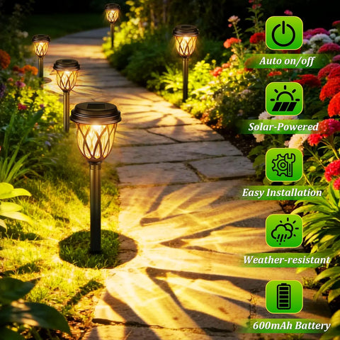 SCNNC Solar Lights Outdoor Garden Stake, 6 Pack LED Garden Lights Solar Powered Waterproof, Pathway Lighting for Landscape Patio Yard Walkway Path Garden Decoration