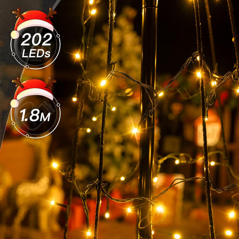 202 LED Outdoor Christmas Tree Lights – Warm White, 1.8m