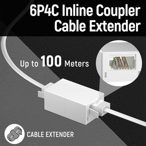 Uvital BT 6P4C Inline Coupler, RJ11 Female to Female Cable Extender, Used for the Connection of BT Equipment, Extend the Telephone Cable