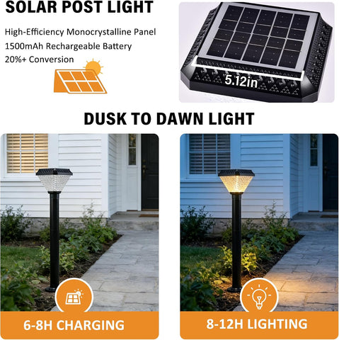 Alighting 30 Inch Solar Lamp Post Light with Remote, 3 Color Modes + RGB
