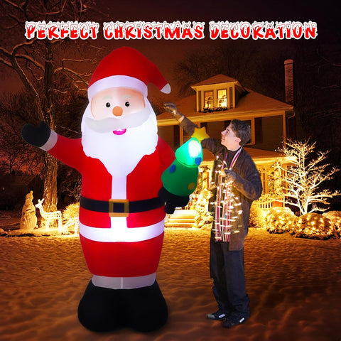 8FT Inflatable Santa Claus Christmas Decoration with LED Light - Red
