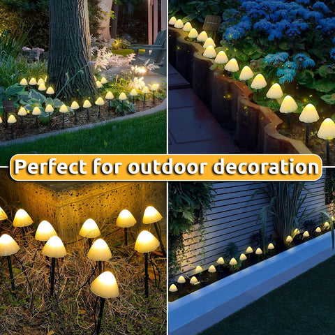 Garden Decorations, 5M 20LED Mushroom Solar Lights Outdoor Garden