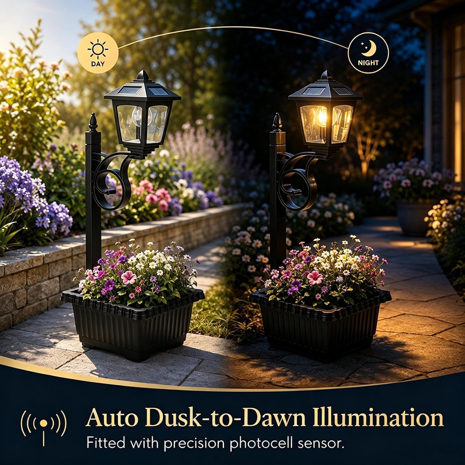 Solar Powered Planter, Decorative Yard Lighting, Garden Path Light,