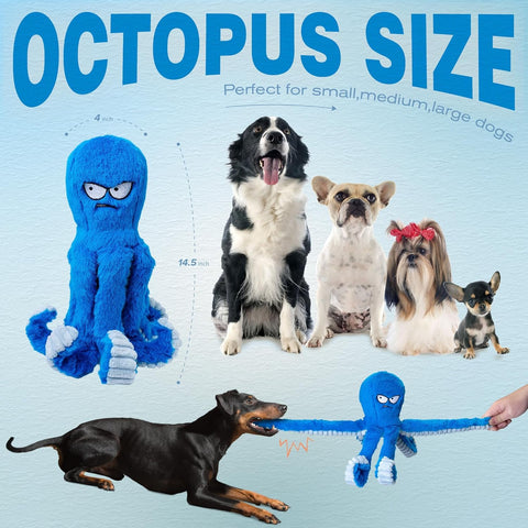 Tough Squeaky Octopus Chew Toy for Large Dogs