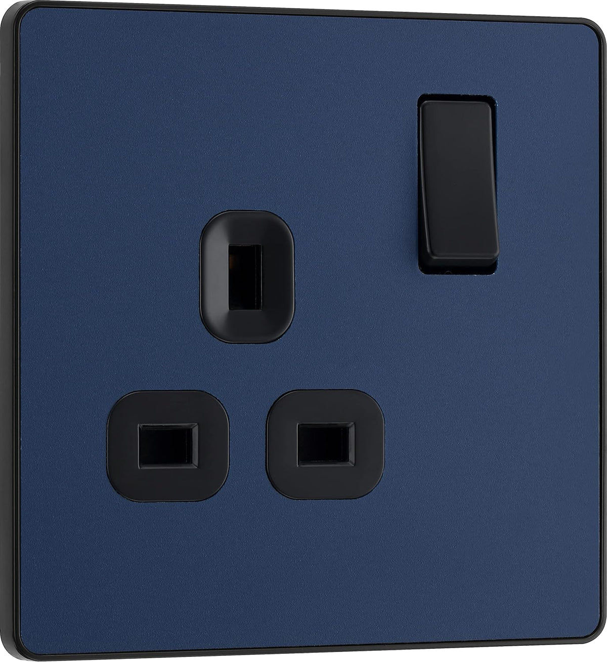 Single Switched Screwless Power Socket Matt Blue 13A